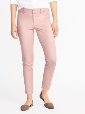 NEW Old Navy pixie pants women's size 10 pink foil coated ankle mid rise slim