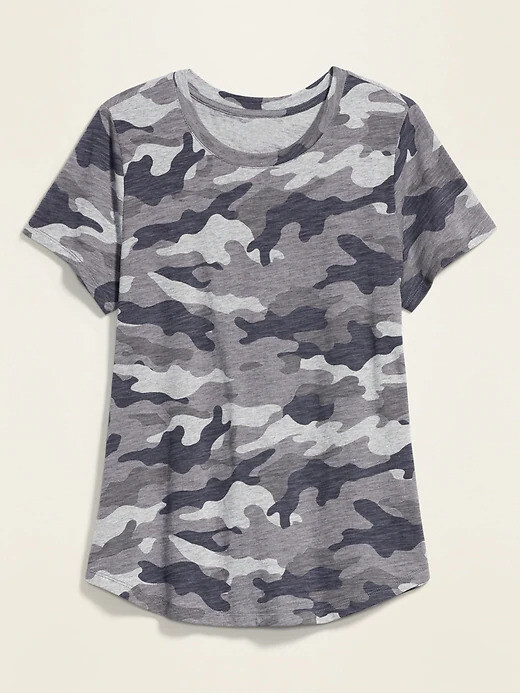 

NWT Old Navy Soft EveryWear Футболка с принтом Slub-Knit Серая камуфляжная женская футболка L, Gray camo