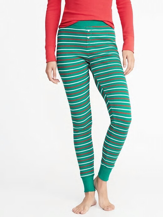 NWT Old Navy Lime Green Stripe Термальные вязаные пижамные штаны Леггинсы для сна женские L