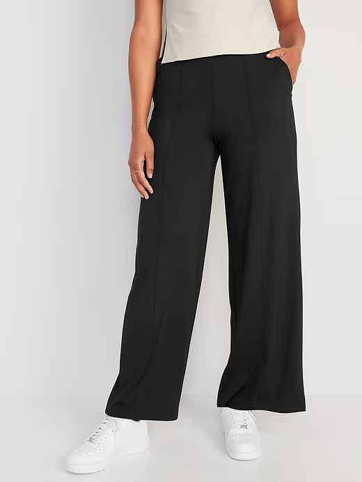 Old Navy Womens Black High-Waisted PowerSoft Wide-Leg Pants Size XL Tall