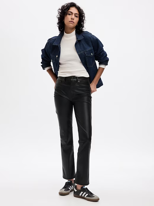 Gap High Rise Vegan Leather Vintage Slim Pants Size 14 Tall