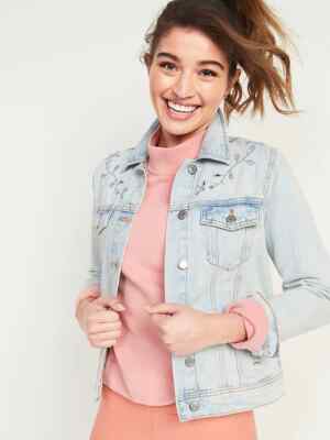 

Светлая джинсовая куртка Old Navy с вышивкой и ришелье, размер, Синий