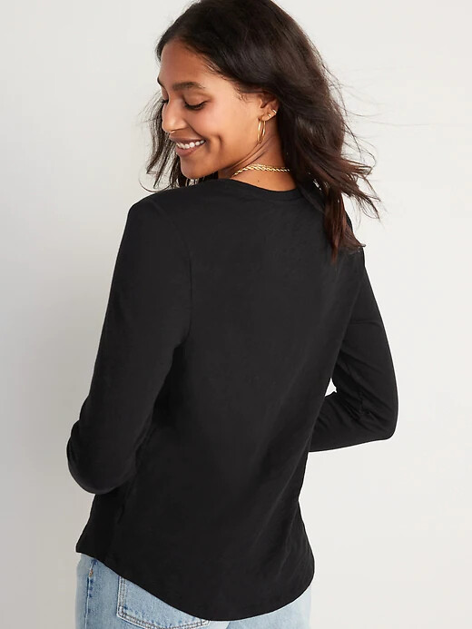 

NWT Old Navy EveryWear трикотажная футболка с круглым вырезом и длинными рукавами НОВАЯ женская S, Черный