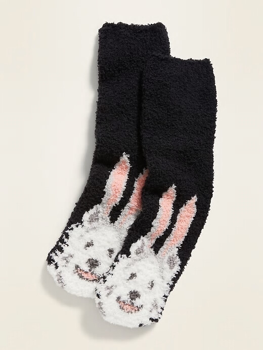 NWT Old Navy Dog Rabbit Ears Черные синелевые пушистые уютные носки для женщин НОВЫЕ