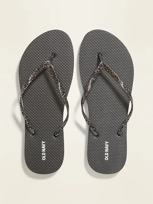

NWT Old Navy Black блестящие шлепанцы сандалии-стринги для пляжного плавания женские 6 7, Black glitter, Thong