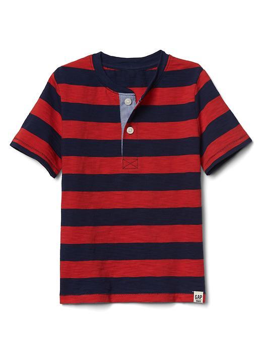 Baby Gap Rugby Stripe Slub Henley Jersey T Shirt Red On Sale