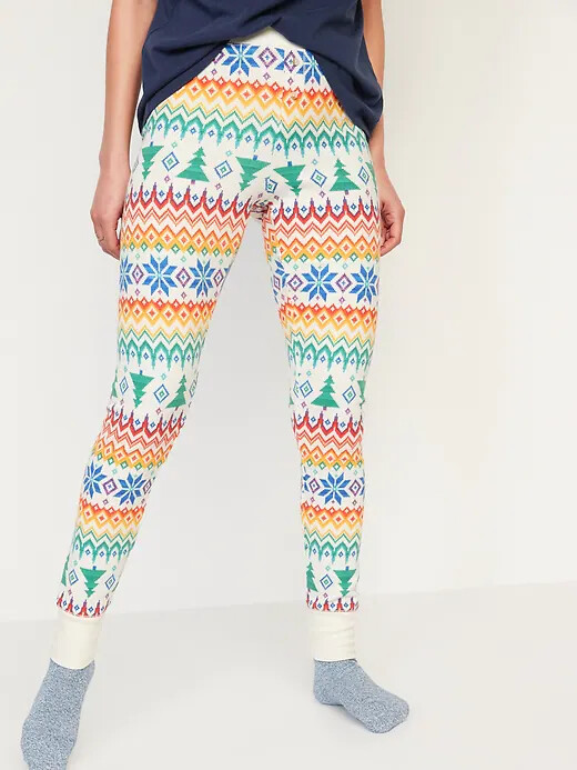 

NWT Old Navy Fair Isle Tree Термальные вязаные пижамные штаны Леггинсы для сна женские XSSM