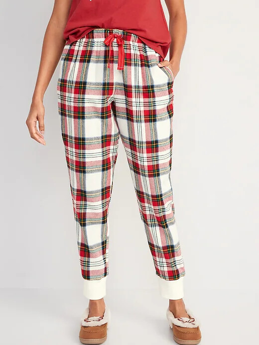 

NWT Old Navy с принтом фланелевые пижамные брюки белый красный клетчатый женский размер XL XXL, White - red tartan