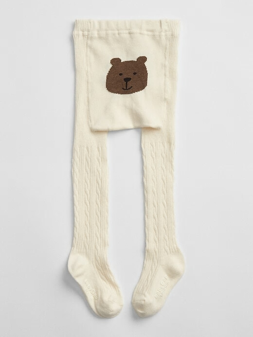 

Вязаные колготки NWT GAP Bear с графическим принтом Bear Face Soft Ivory Frost 2T 3T 4T 5T, Многоцветный