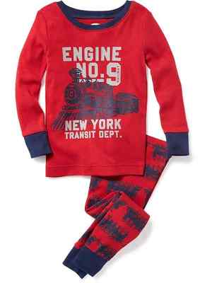 Пижамный комплект NWT Old Navy Choo Choo Train с рисунком для сна для мальчиков 2T 3T 5T