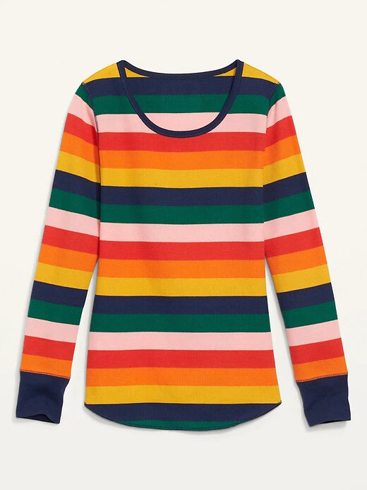 

NWT Old Navy Rainbow Stripes Термальная вязаная вафельная футболка Топ женский SML