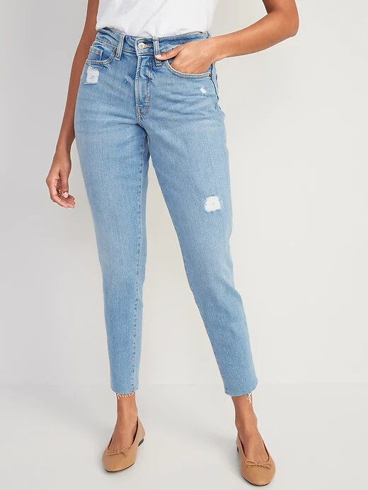 

Прямые потертые джинсы OG Old Navy с завышенной талией, размер 30, Синий