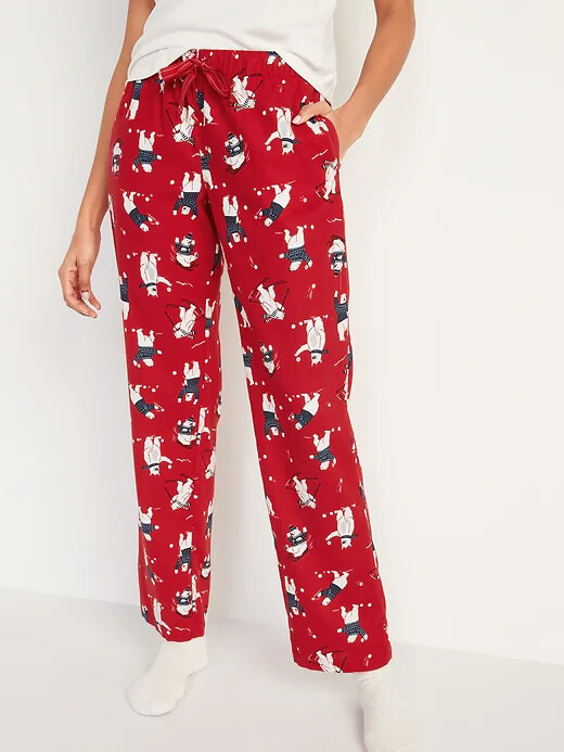 NWT Old Navy Фланелевые пижамные штаны с принтом Red Polar Bear Women XL