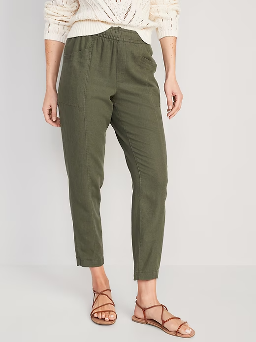 Old Navy Womens High Waist Linen-Blend Tapered Pants Size 3X