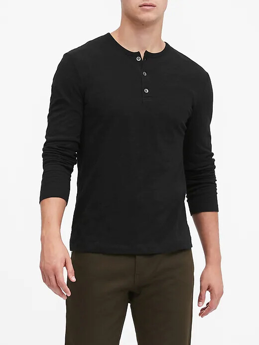 Винтажная футболка Henley из 100% хлопка BANANA REPUBLIC #51739-7#8