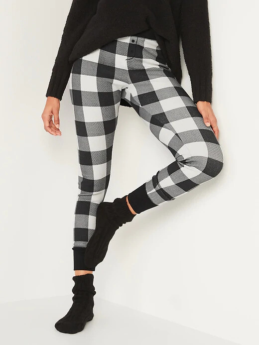 NWT Old Navy Black Buffalo Plaid Термальные вязаные пижамные штаны Леггинсы для сна женские S