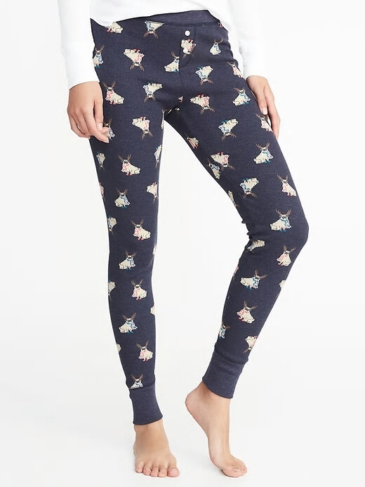 

NWT Old Navy с изображением оленей и мопсов, термовязаные пижамные штаны для собак, леггинсы для сна, женские леггинсы, Dark blue