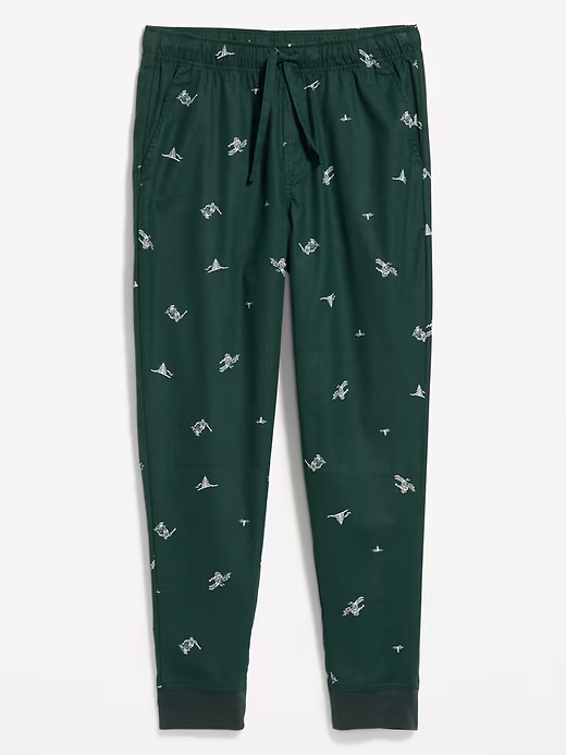 NWT Old Navy Green Skiers Skiing Flannel Jogger Pajama Pants Sleep Lounge Men