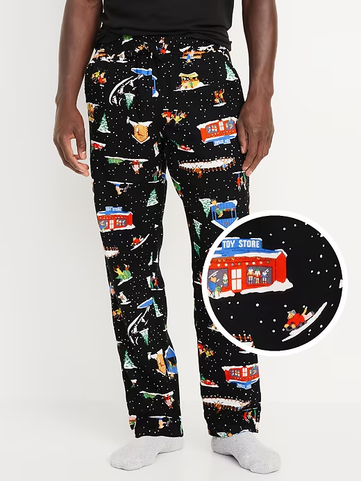 NWT Old Navy Holiday Scenic Я люблю снег Фланелевые пижамные брюки Sleep Lounge Мужские