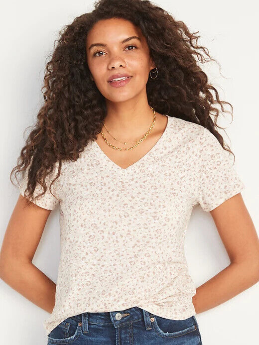 

NWT Old Navy Soft EveryWear Футболка с v-образным вырезом и леопардовым принтом для женщин SMXL, Leopard animal print