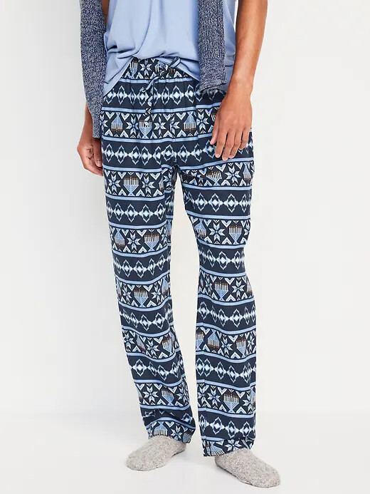 NWT Old Navy Поздравляет с Ханукой! Фланелевые пижамные штаны Menorah для сна для мужчин РОСТОМ M, L