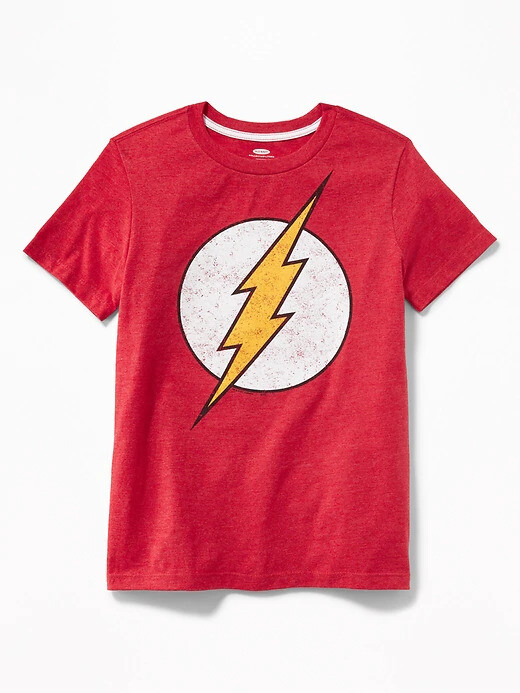 

NWT Old Navy DC Comics Футболка с вспышкой и молнией Футболка для мальчиков SML XL, Drop dead red heather