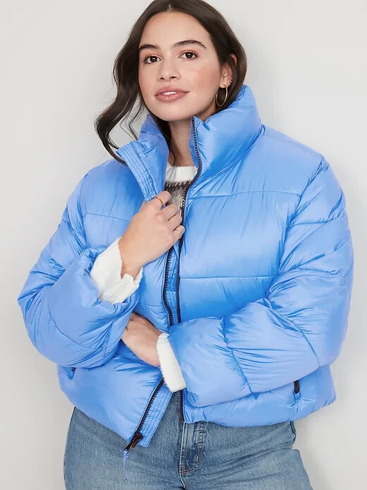 Old Navy Venetian Blue Water-Resistant Frost Free Short Puffer Jacket Size 4X