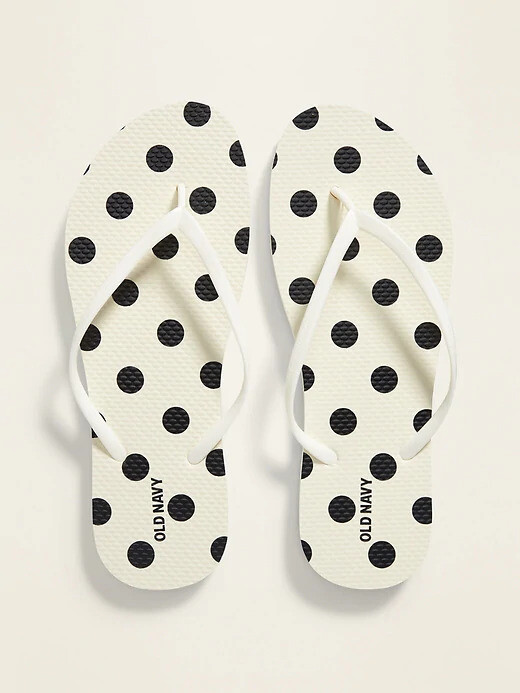 

NWT Old Navy с рисунком, белые вьетнамки в черный горошек, женские 7 9 10, White with black polka dots, Thong