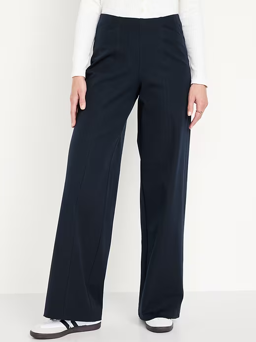 Old Navy Womens Navy High-Waisted Pull-On Pixie Wide-Leg Pants Size L Tall