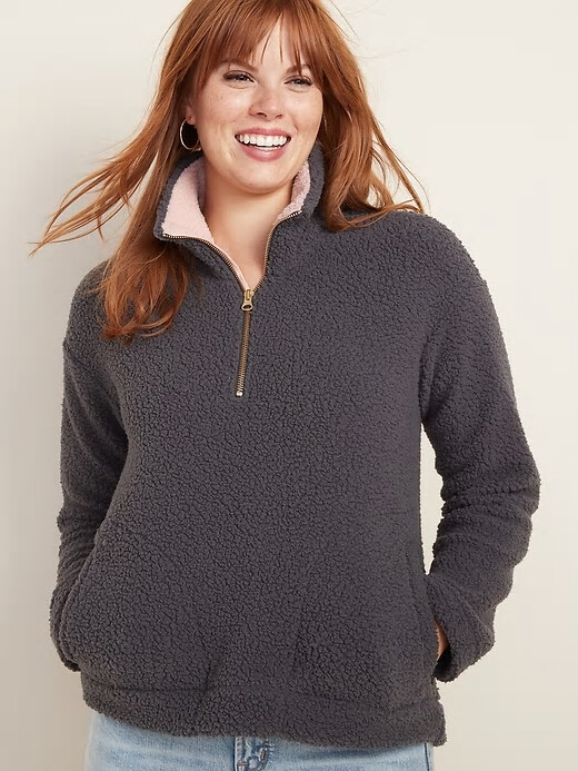 

NWT Old Navy Плюшевый пуловер из шерпы на молнии 1/4 Мягкий теплый уютный женский пуловер SM