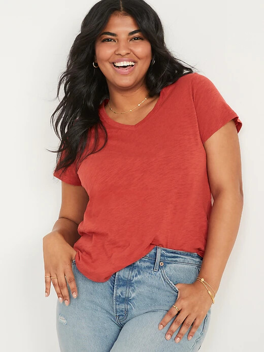 

NWT Old Navy Soft EveryWear Slub-Knit футболка с v-образным вырезом Женская футболка Fired Clay SML