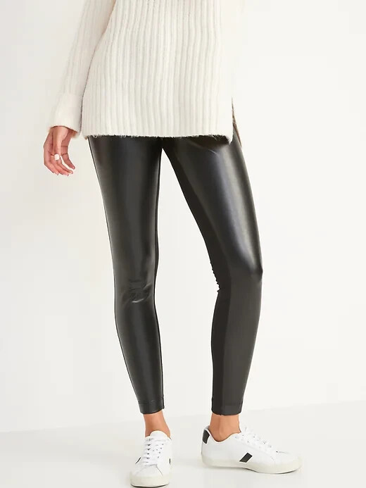 

Леггинсы из искусственной кожи Old Navy Black с завышенной талией, размер XXL, Черный