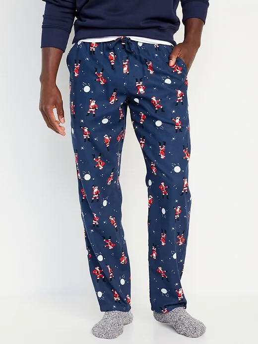 NWT Old Navy Темно-синие фланелевые пижамные брюки Санта-Клауса Sleep Lounge мужские S XL