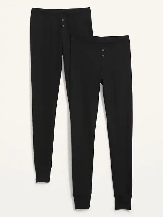 

NWT Old Navy, комплект из 2 термовязаных пижамных леггинсов, брюки для отдыха, черные женские XSMLXL, Черный