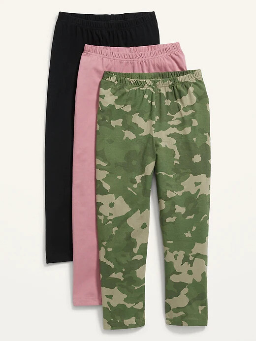 

Комплект из 3 женских укороченных леггинсов из джерси NWT Old Navy, брюки L XL, Green camo/mauve/black