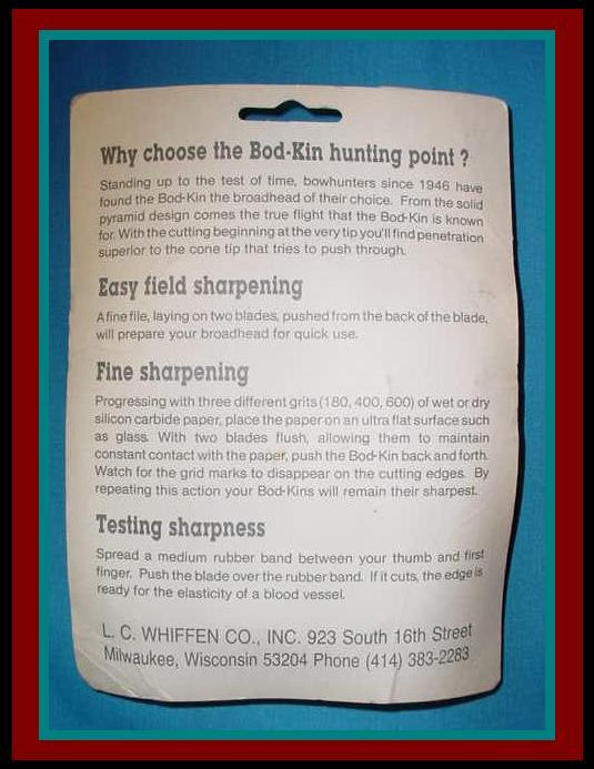 Original Package of 6 VINTAGE BODKIN 3 Blade - WORLD'S DEADLIEST - BROADHEADS