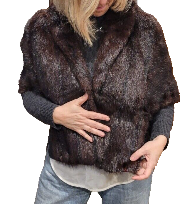 小物 Vintage silk original stole Vintage 1960s Mortons Washington DC Dark Brown Mink Fur