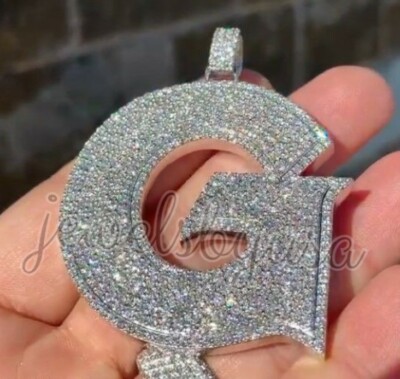 Pre-owned Nsg 2.5 Ct Men's Genuine D/vvs Moissanite Custom Initial Charm Pendant 925 Silver In White