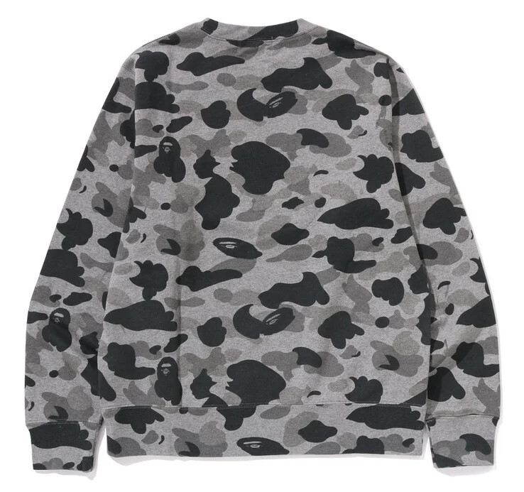 Pre-owned A Bathing Ape A Bathnig Ape Men's Heather Gray Camo Ape Head One Point Crewneck Sweat
