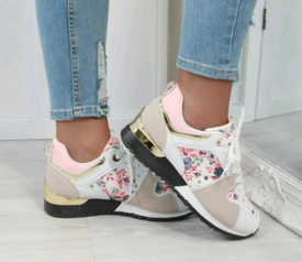 Ladies Floral Multi Panelled Trainers 