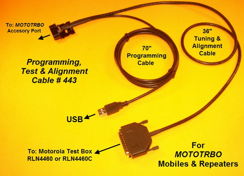 Programming & Alignment Cable #443 Motorola MOTOTRBO XPR4500 XPR4550 PMKN4016B