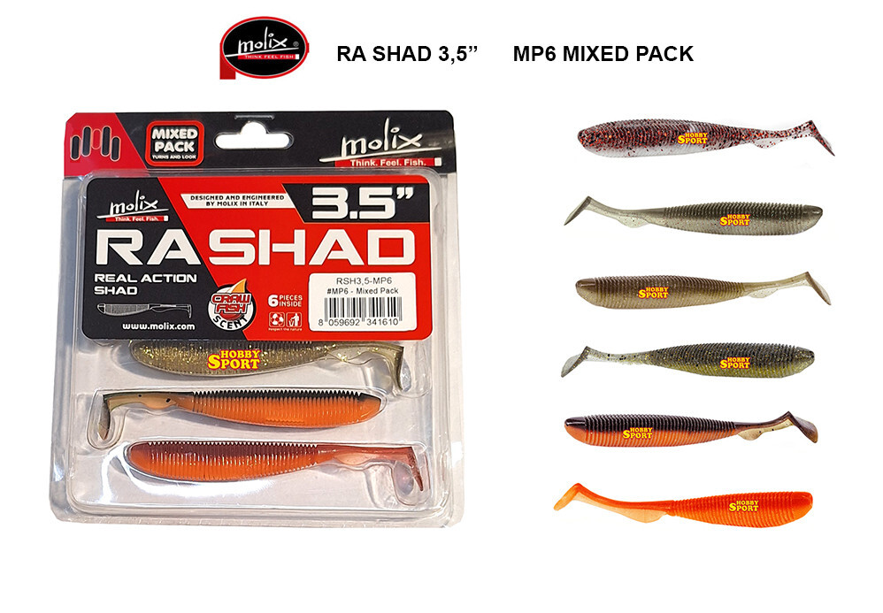 MOLIX RA SHAD 3,5'' COLOR MP6 MIXED PACK SPINNING MARE SPIGOLA  BASS
