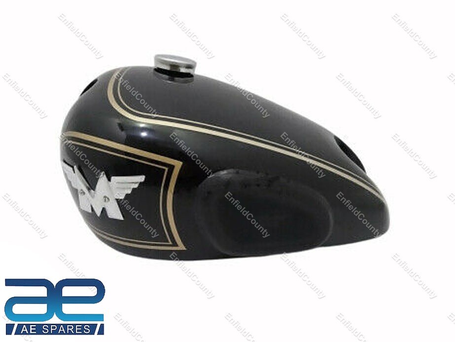 Matchless Single Cylinder Black Aluminium Fuel Gas Tank With Cap Knee Pad & Tap  