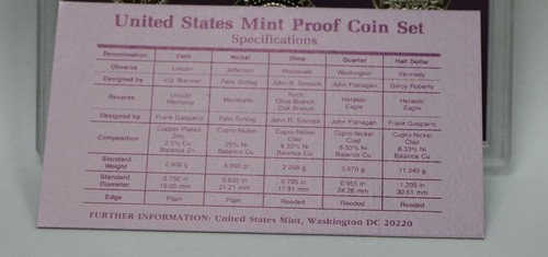 1990-S US Mint Proof Set 5 Coin Set OGP COA Kennedy 50c #1691
