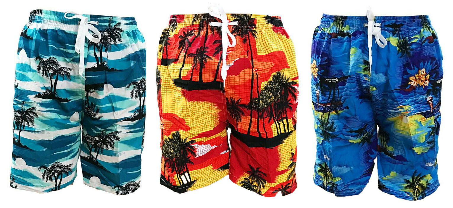 3 Men Board Surf Swimming Trunks Shorts W/ Drawstring Mesh