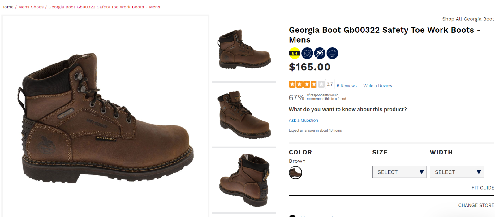 Georgia Boot GB00322 Arbeitsstiefel Herren | Wasserdicht, Stahlkappe, Mittelfußschutz