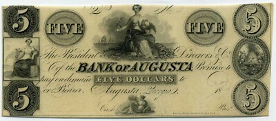 (62)  Billet 5 Dollars Non émis ÉTATS-UNIS D'AMÉRIQUE Augusta 1860 ( SUP a SPL )