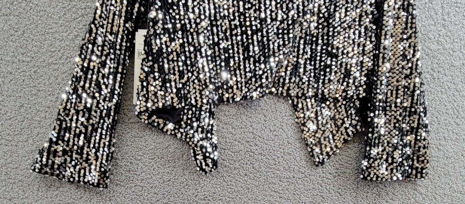 AQUA Velvet Sequin Open Jacket Women's M Black Shawl Collar Long Sleeve Pull On - Picture 14 of 16