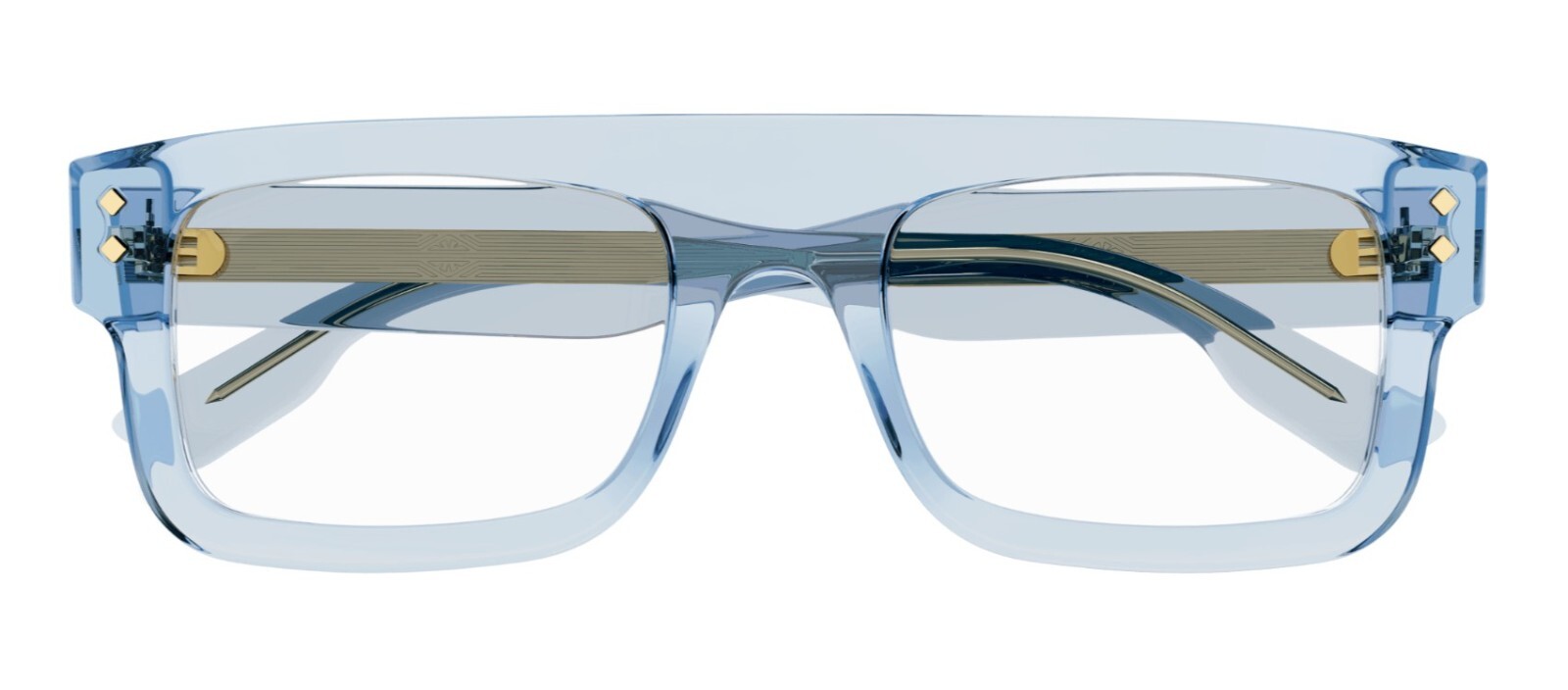 Pre-owned Gucci Gg1085o 004 Light Blue Rectangular Men's Eyeglasses In Clear