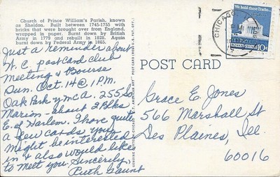 Beaufort Walterboro SC Ruins of old Sheldon Church Postcard s928